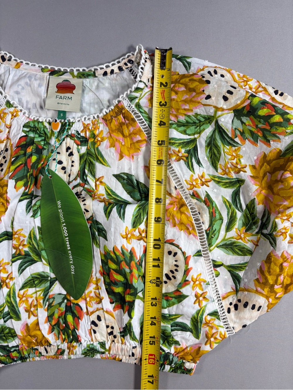 Farm Rio NWT Biriba Cropped Multi Color Tropical Top Size S Resortwear Summer - Picture 6 of 9